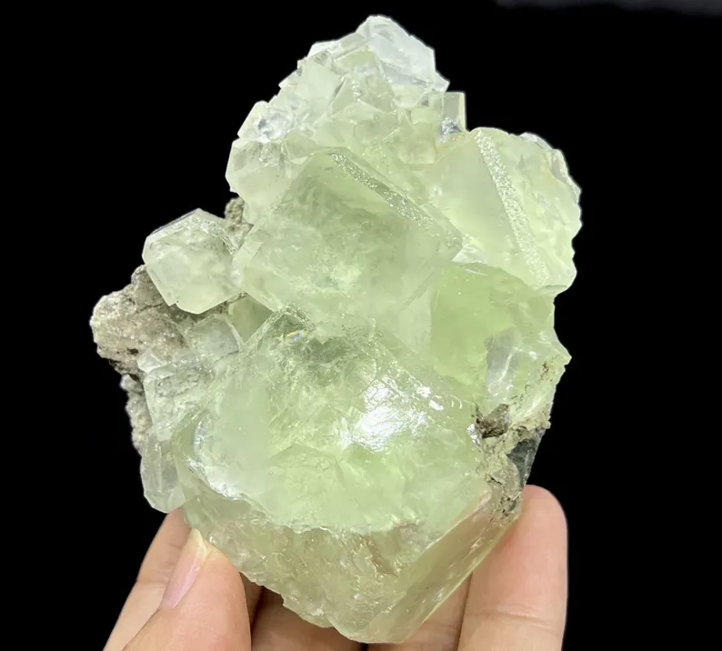 Extreme Clear Glassy PHANTOM Green Cubic Fluorite with BEVEL EDGE, 85mm 260g, CM2342589