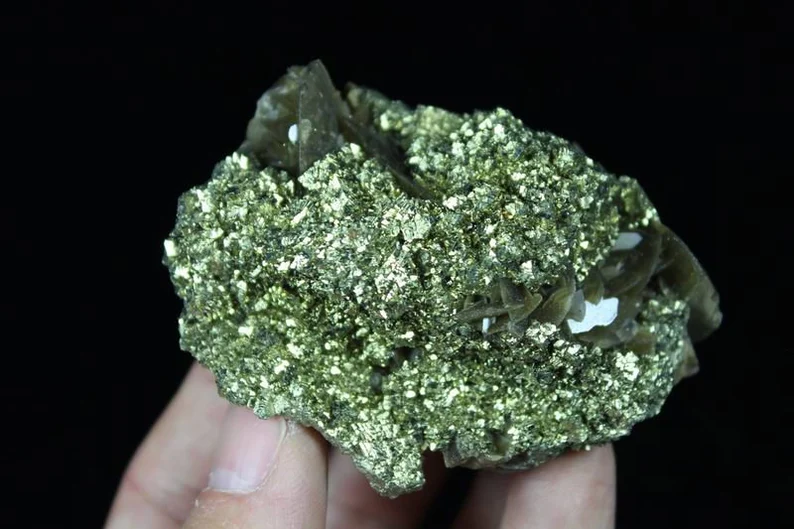 160g 75mm Shiny Golden Chalcopyrite on Siderite, Natural Mineral Specimen from China CM630850