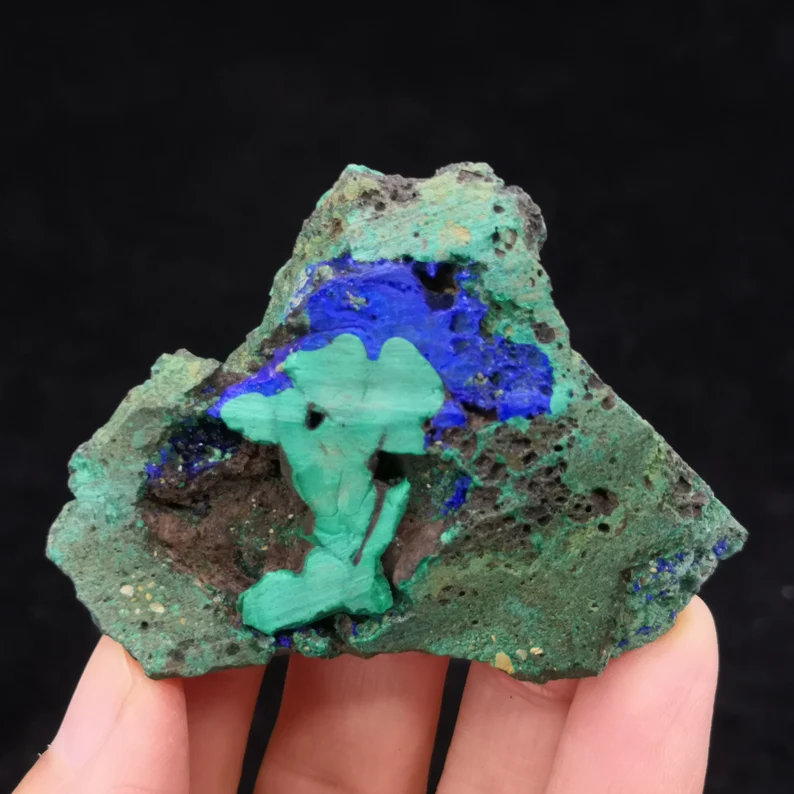60mm 32g BEAUTIFUL Blue Azurite with Green Malachite, Natural Mineral Slice from China, cm2300578