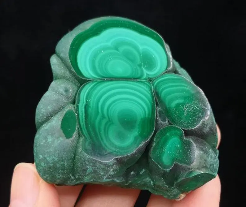 120g 56mm THICK-cut GREAT Pattern GLOSSY Polished Green Malachiten Stalactite (you'll receive this one), Home Decoration