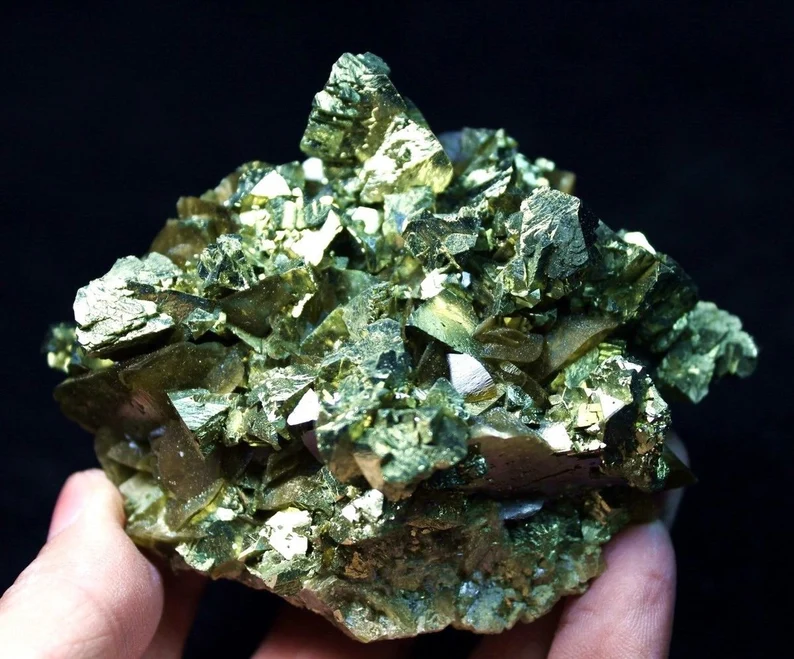 Shiny Golden Chalcopyrite on Siderite, 395g 100mm, Mineral Specimen from China, CM314052