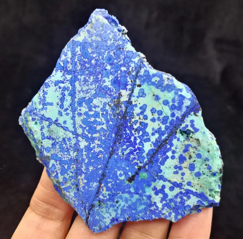 76mm 34g BOTH SIDES BEAUTIFUL Blue Azurite with Green Malachite slice, Natural Mineral Slice from China, cm2391576