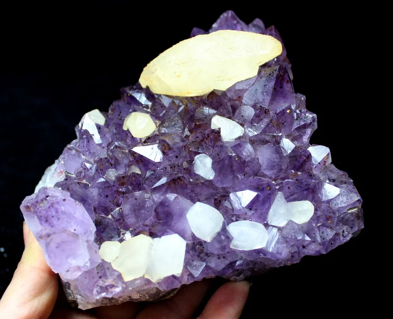 Amethyst with BIG Double Terminated Calcite, 1105g 135mm, CM701360