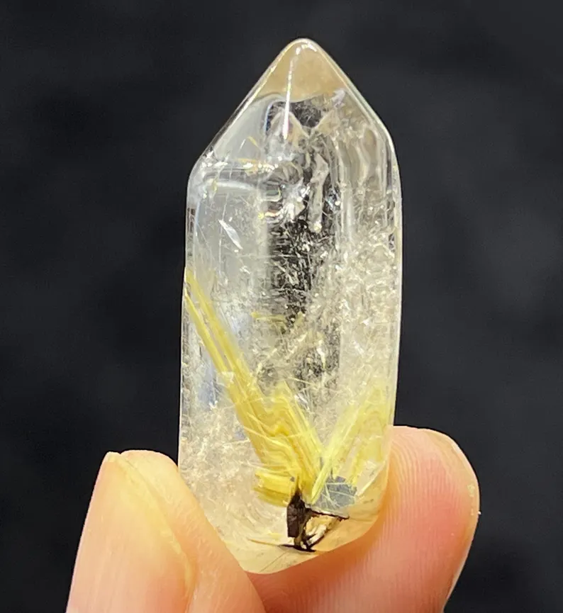 32mm 8g Polished Quartz with Golden Rutile Inclusion