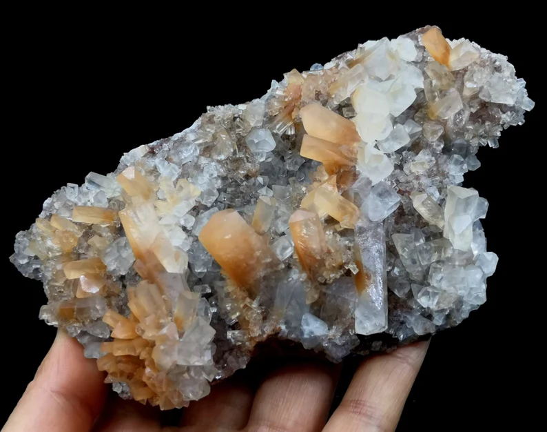 135mm 327g Hematite-included Calcite on matrix, Natural Mineral Specimen from China B9027