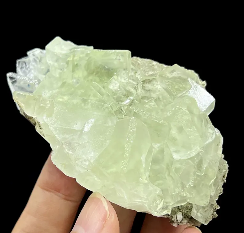 Clear Glassy PHANTOM Green Cubic Fluorite with BEVEL EDGE, 80mm 148g, CM2362590