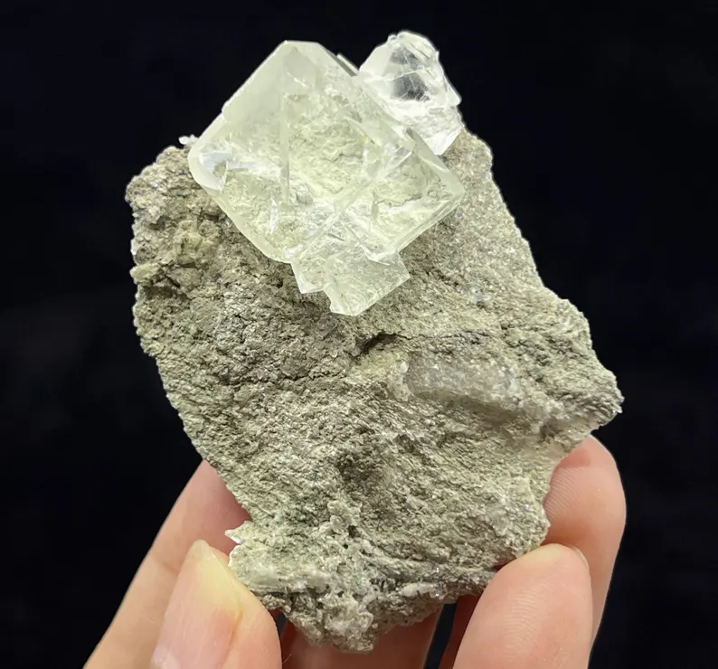 Extreme Clear Glassy PHANTOM Light Green Cubic Fluorite with BEVEL EDGE, 62mm 54g, CM2312586