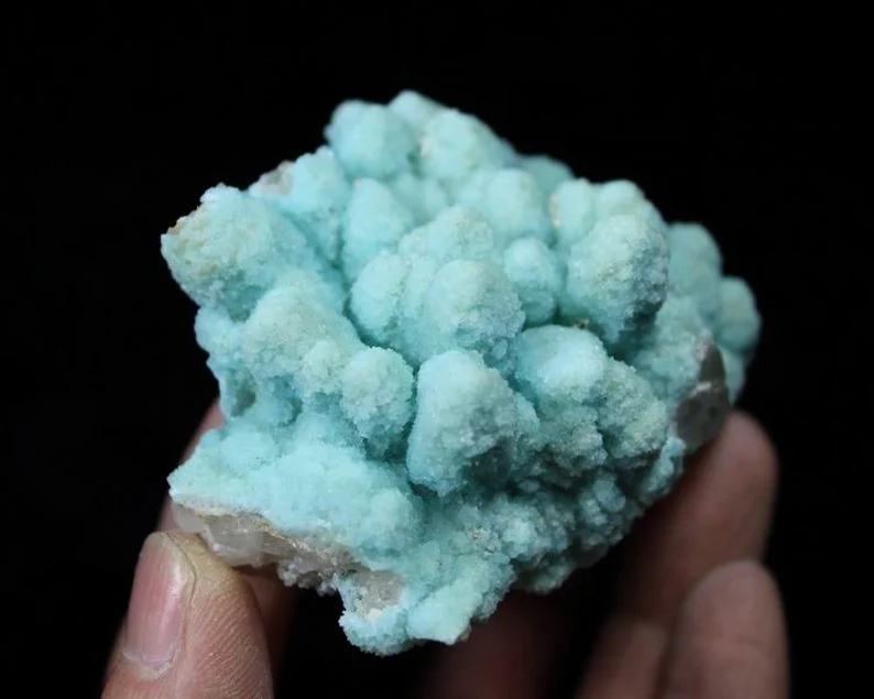 Baby Blue Hemimorphite Coating Quartz Cluster, 160g 75mm, Natural Mineral Specimen, CM474445