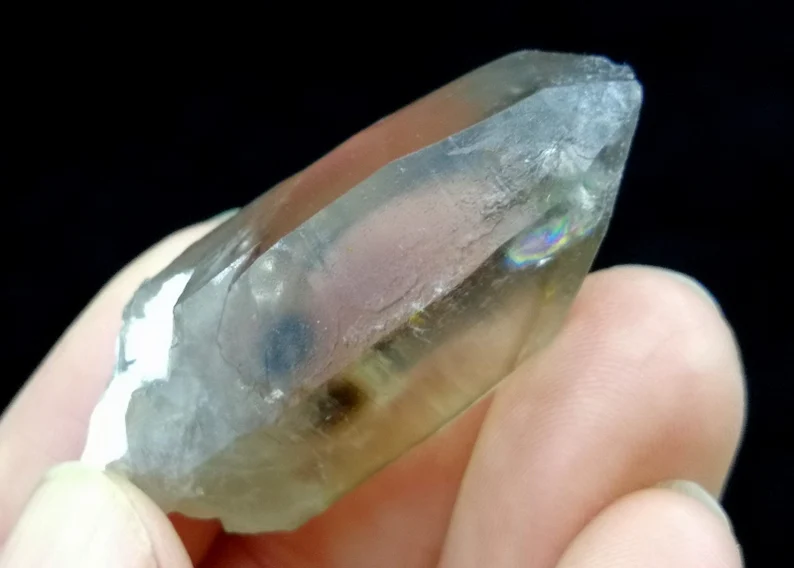 38mm 13.6g Spessartine Garnet on WATER CLEAR Smoky Quartz, Natural Mineral Specimen from China B8629