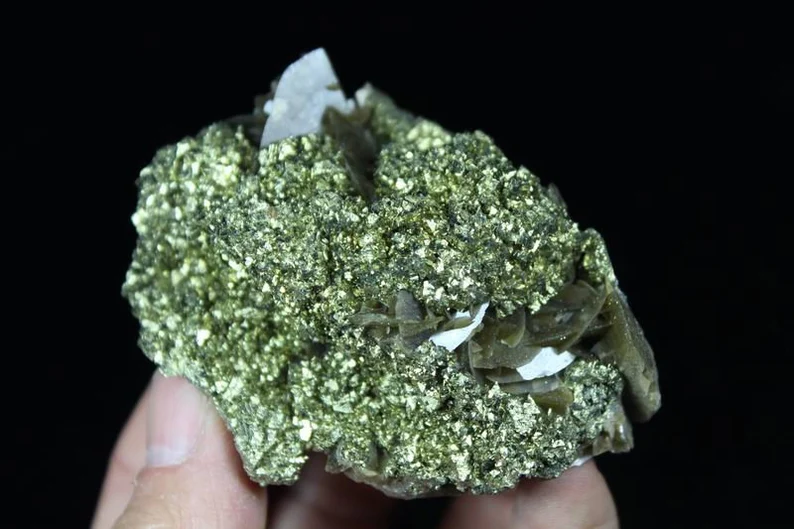 160g 75mm Shiny Golden Chalcopyrite on Siderite, Natural Mineral Specimen from China CM630850
