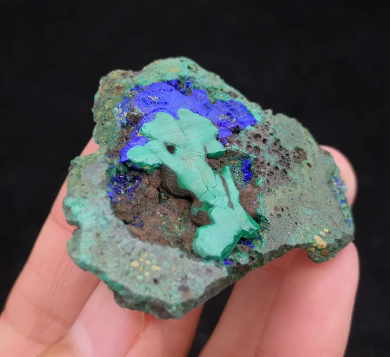 60mm 32g BEAUTIFUL Blue Azurite with Green Malachite, Natural Mineral Slice from China, cm2300578