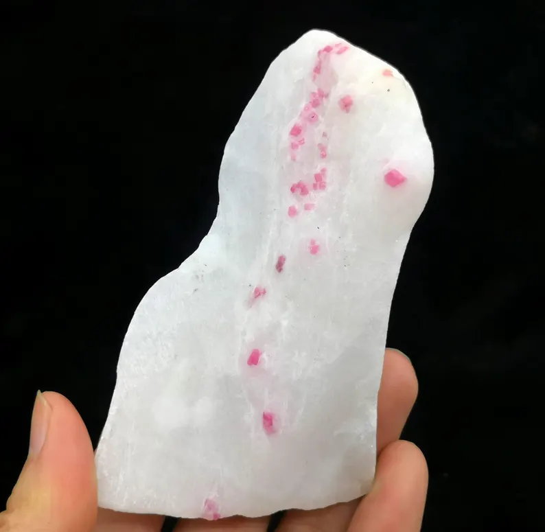 139g 92mm FLUORESCENT Spinel crystals on white marble, Natural mineral specimen CM2361735