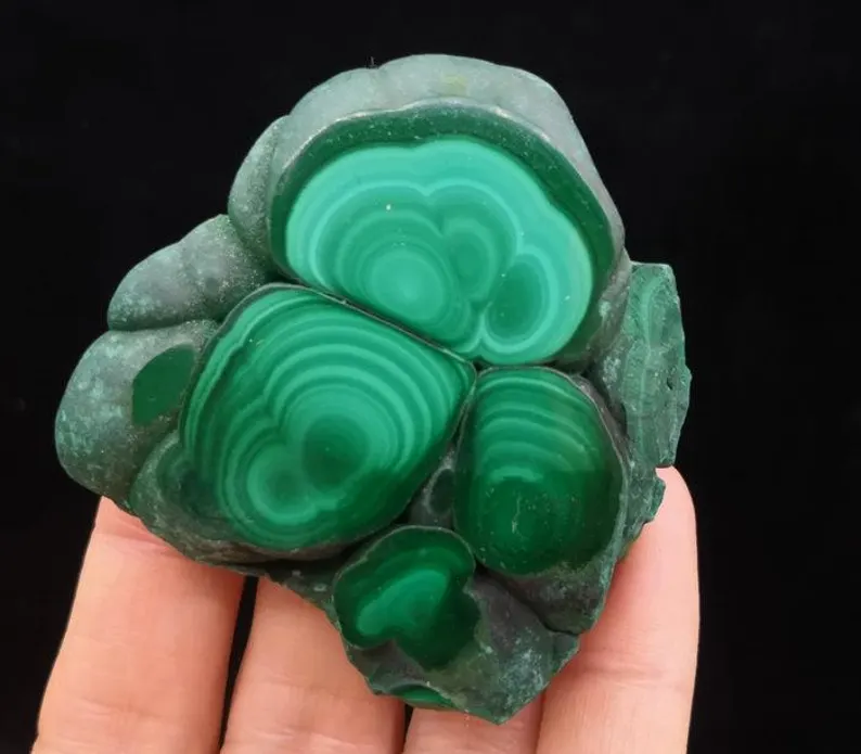120g 56mm THICK-cut GREAT Pattern GLOSSY Polished Green Malachiten Stalactite (you'll receive this one), Home Decoration