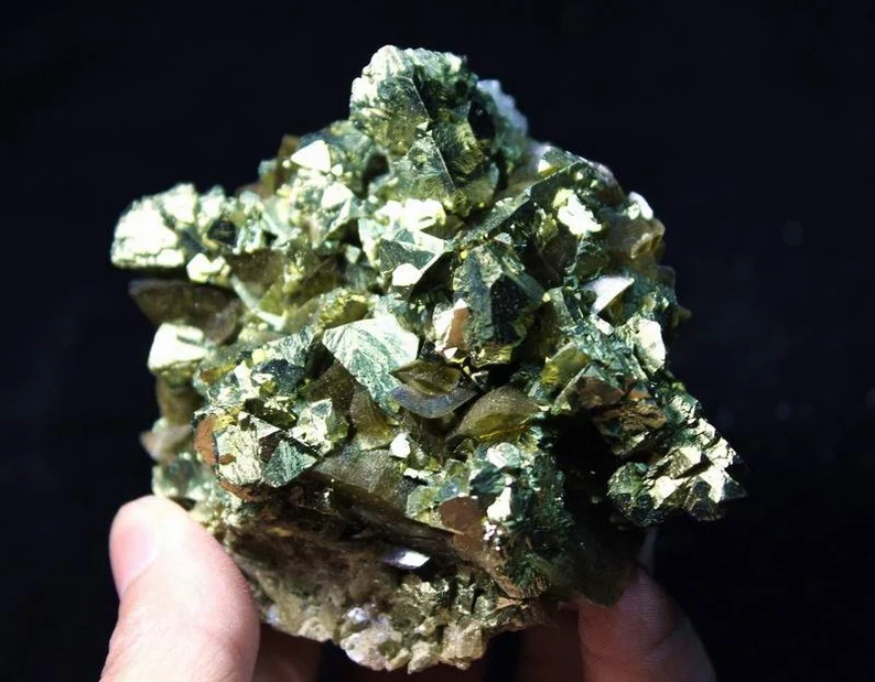 Shiny Golden Chalcopyrite on Siderite, 395g 100mm, Mineral Specimen from China, CM314052