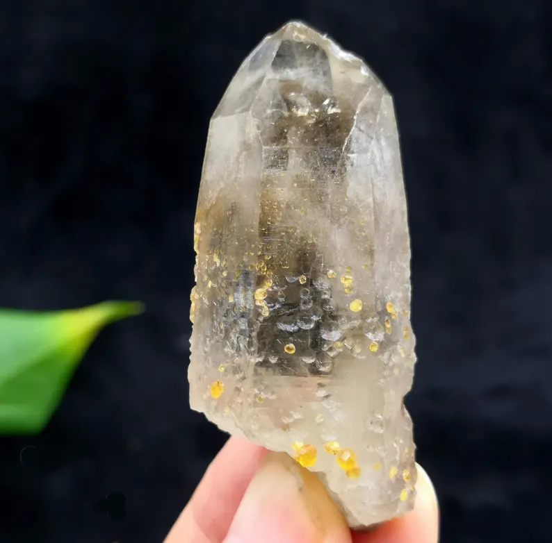 52mm 30g Spessartine Garnet on Clear Smoky Quartz, Natural Mineral Specimen from China CM2311758