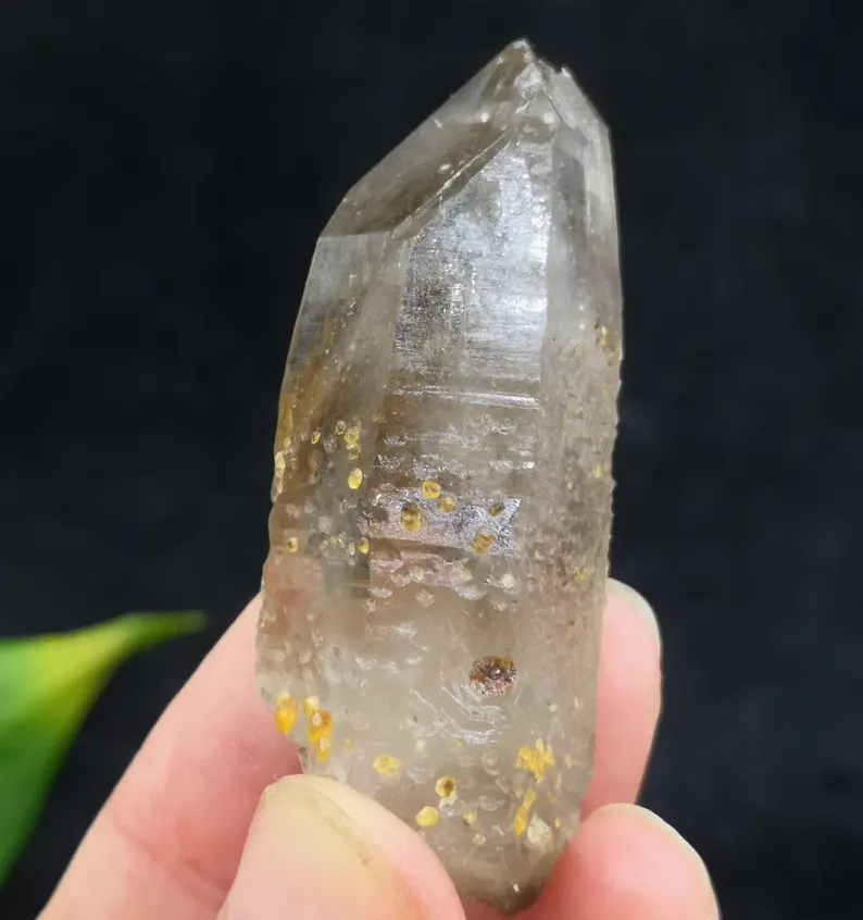 52mm 30g Spessartine Garnet on Clear Smoky Quartz, Natural Mineral Specimen from China CM2311758