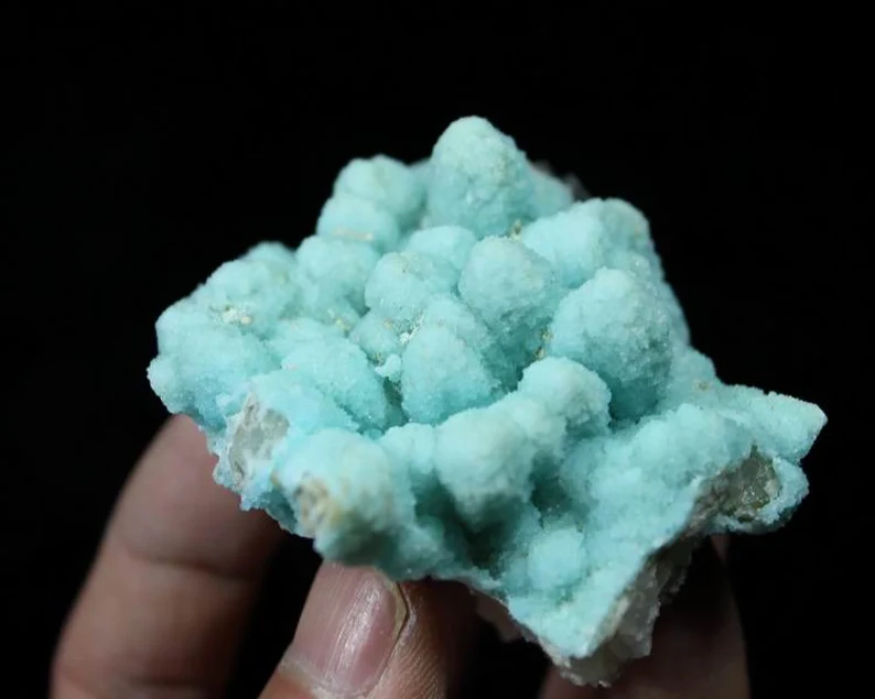 Baby Blue Hemimorphite Coating Quartz Cluster, 160g 75mm, Natural Mineral Specimen, CM474445