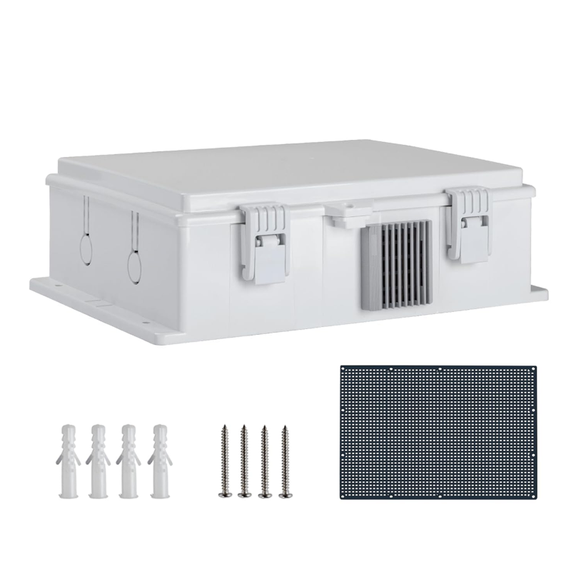 Outdoor Electrical Junction Box, ABS Water Resistant Enclosure with Internal Mounting Panel & Hinged Cover, H Series