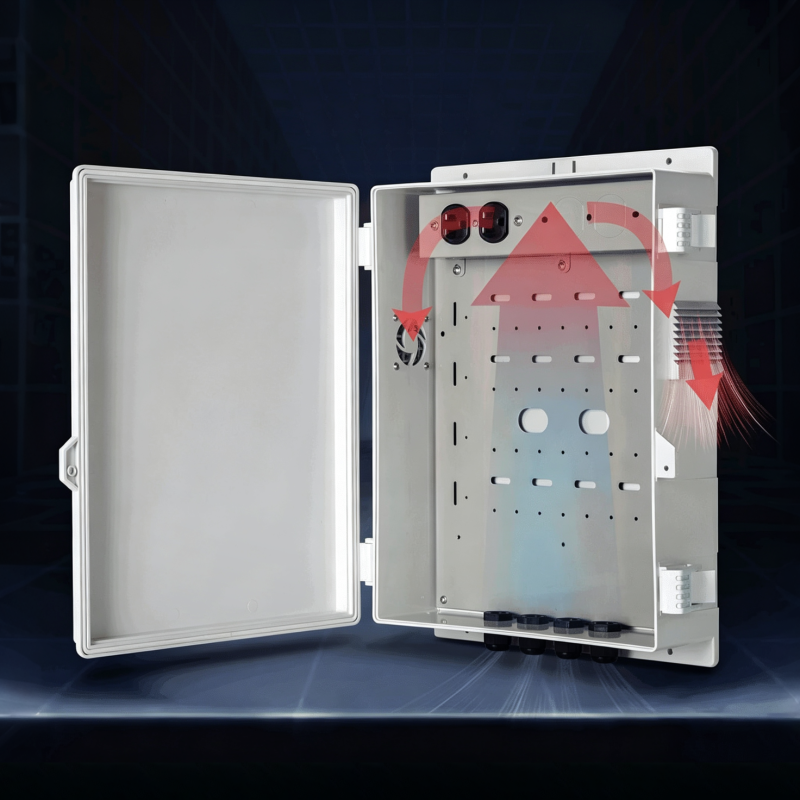 Outdoor Electrical Junction Box with High Power Outlet, ABS Water Resistant Enclosure with Internal Mounting Panel & Hinged Cover, Q Series