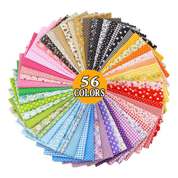 56 Pcs 10 x 10 Inch Multi-Color Square Cotton Fabric