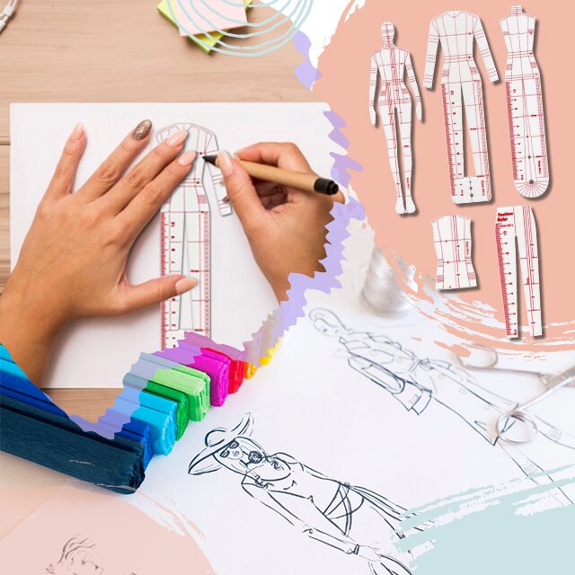 Fashion Sketching Dress Design Templates Ruler Set