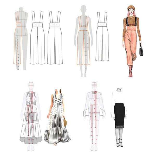 Fashion Sketching Dress Design Templates Ruler Set