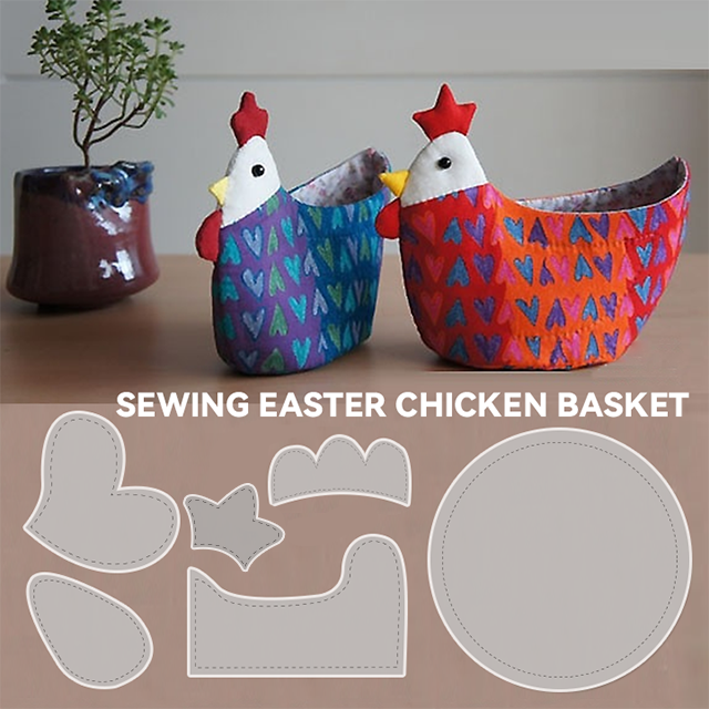 6Pcs Easter Chicken Basket Pattern Template —With Tutorial