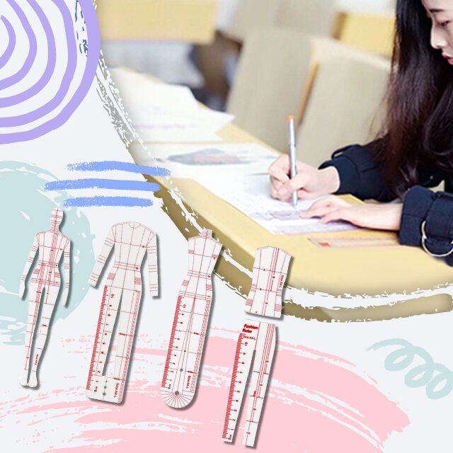 Fashion Sketching Dress Design Templates Ruler Set