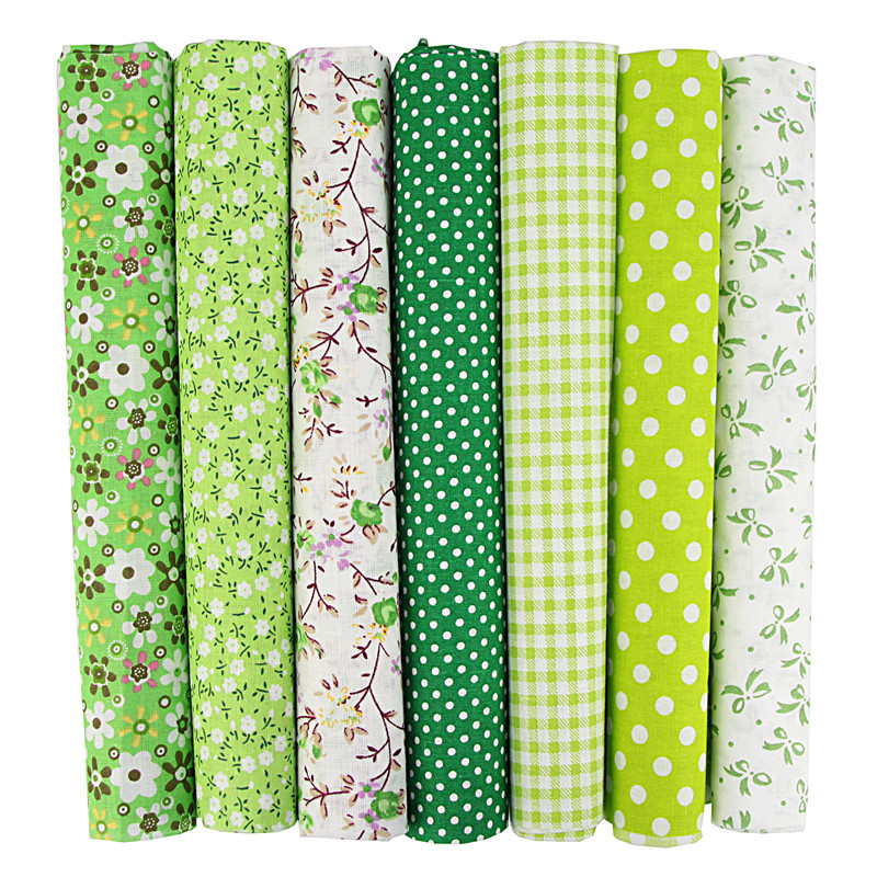 7 Pcs 20×20 Inch Stripe, Flower & Checked Fabric Bundle