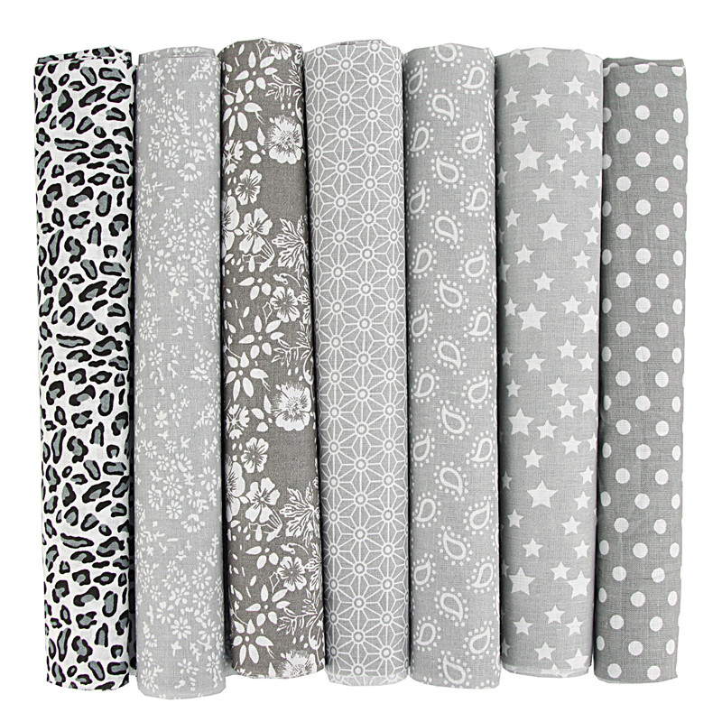 7 Pcs 20×20 Inch Stripe, Flower & Checked Fabric Bundle