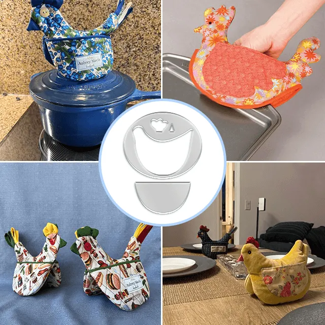Cute Chicken Pot Holder Template Set -With Instruction