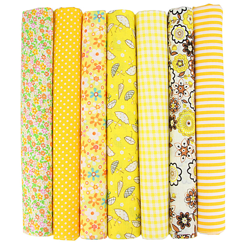 7 Pcs 20×20 Inch Stripe, Flower & Checked Fabric Bundle