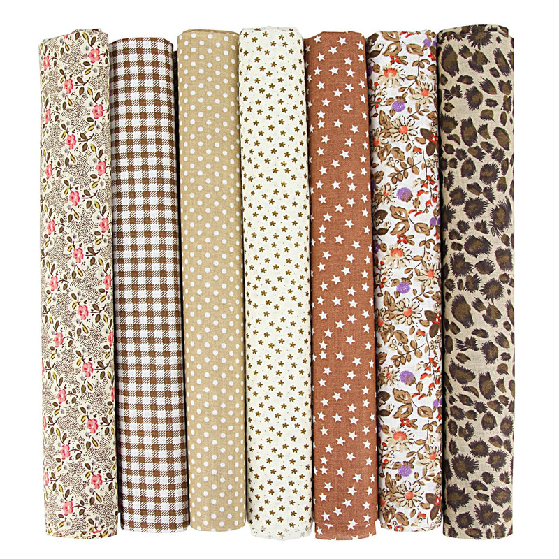 7 Pcs 20×20 Inch Stripe, Flower & Checked Fabric Bundle