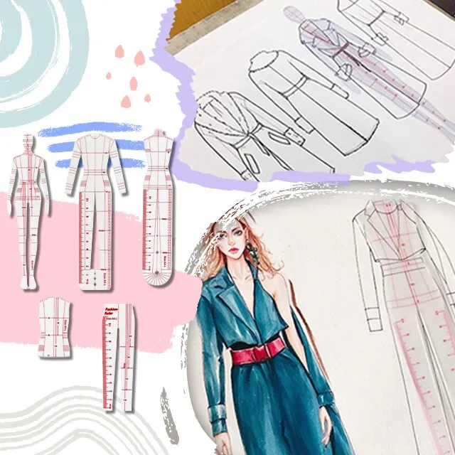 Fashion Sketching Dress Design Templates Ruler Set