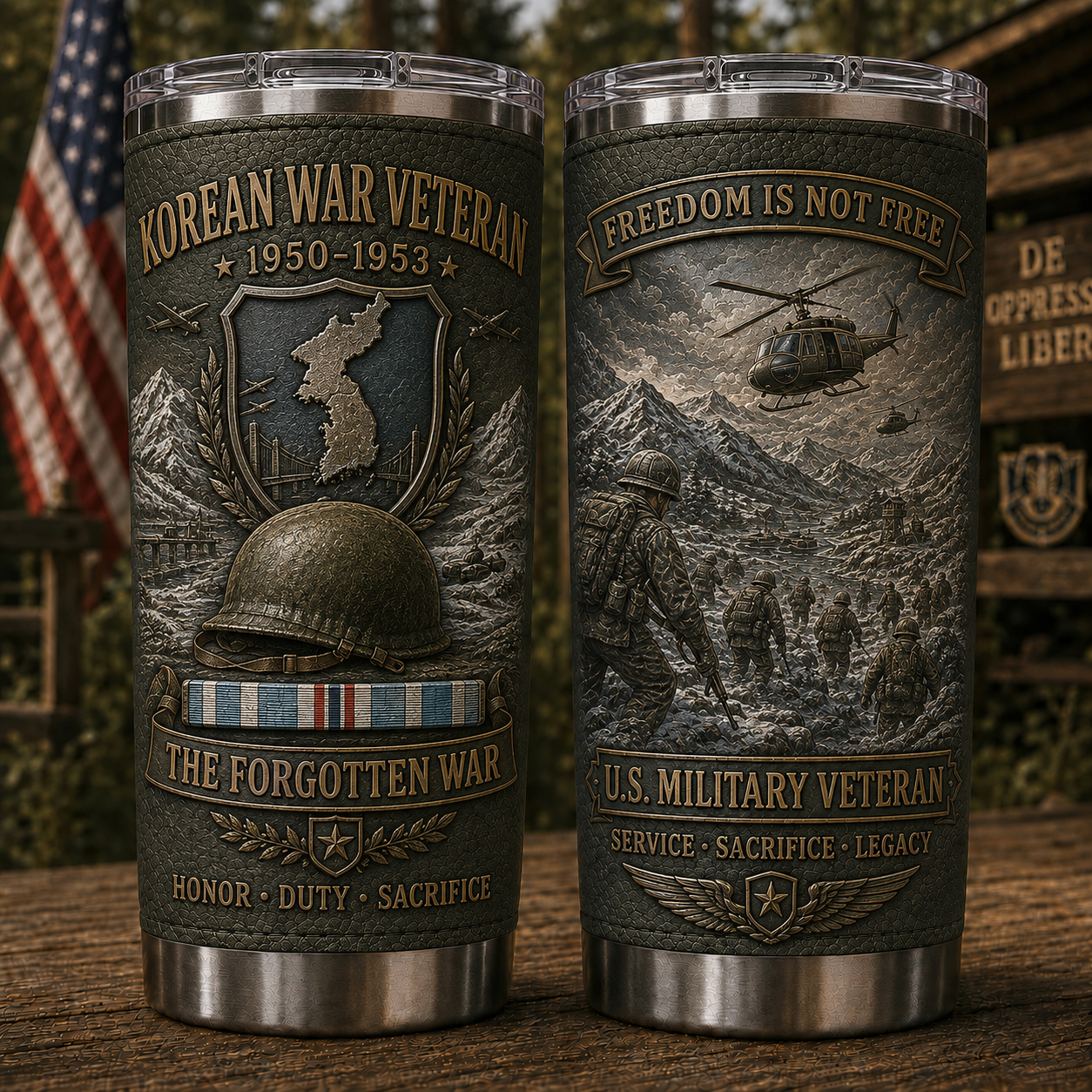 🇺🇸 U.S. Military Veteran War Era Tribute Tumbler Collection