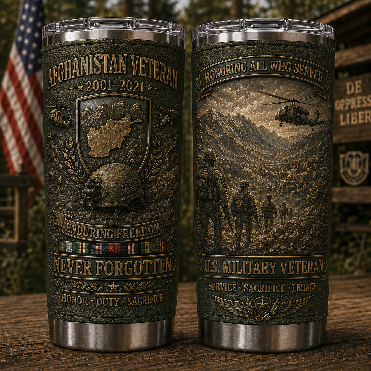 🇺🇸 U.S. Military Veteran War Era Tribute Tumbler Collection