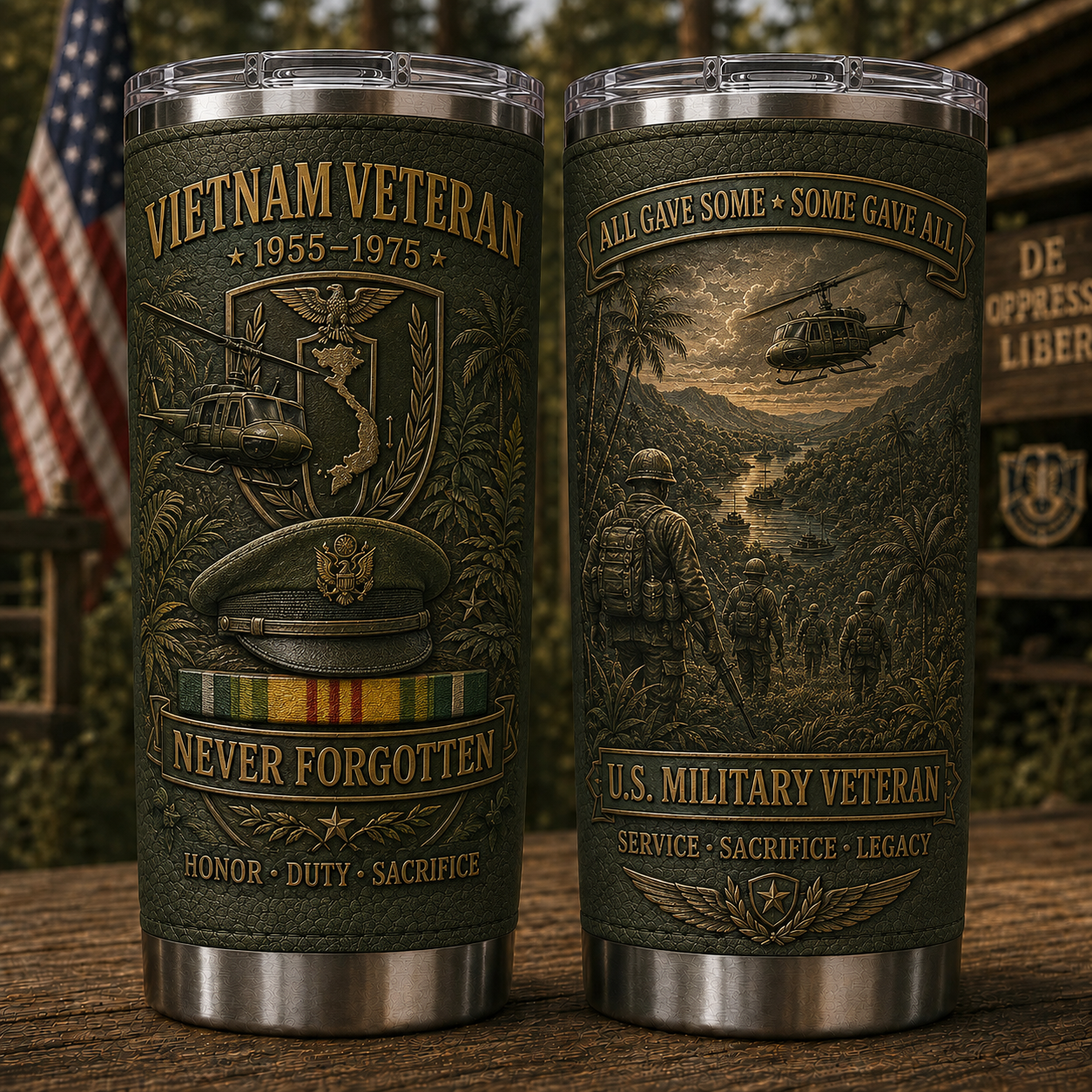 🇺🇸 U.S. Military Veteran War Era Tribute Tumbler Collection