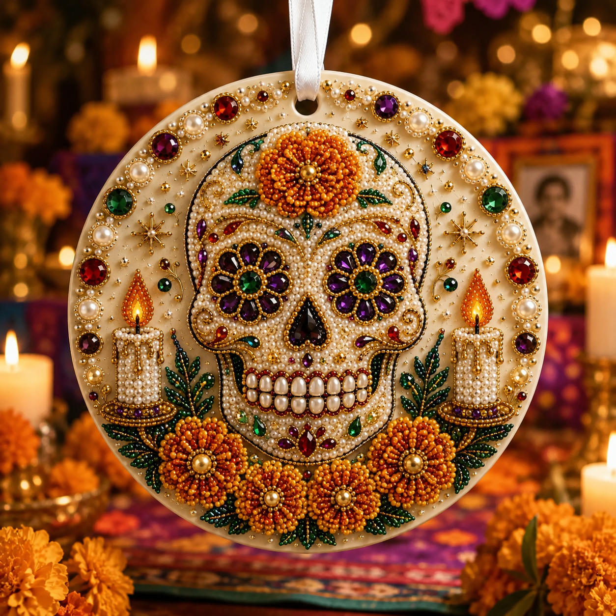 🌼💀 DIY Pearl & Gem Day of the Dead Ornament Collection