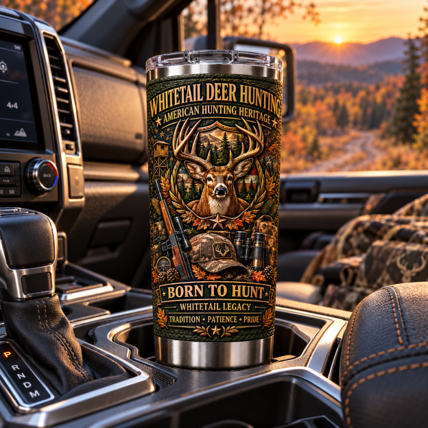 Whitetail Deer Hunting Heritage “Born to Hunt” Insulated Travel Tumbler