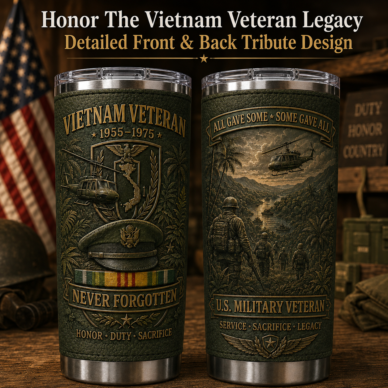 🇺🇸 U.S. Military Veteran War Era Tribute Tumbler Collection