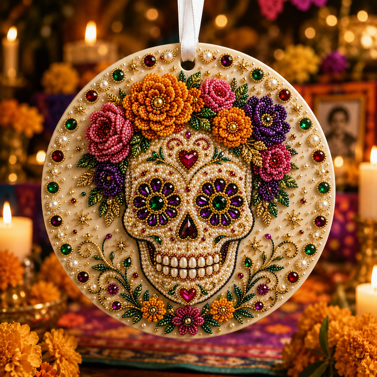 🌼💀 DIY Pearl & Gem Day of the Dead Ornament Collection