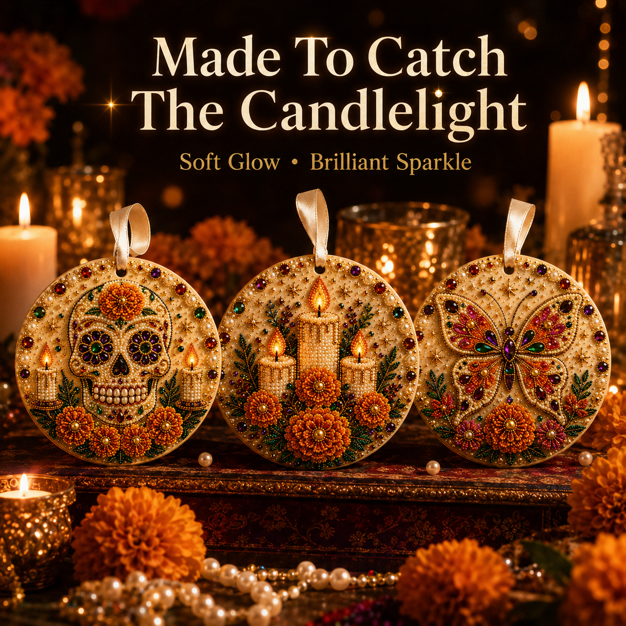 🌼💀 DIY Pearl & Gem Day of the Dead Ornament Collection