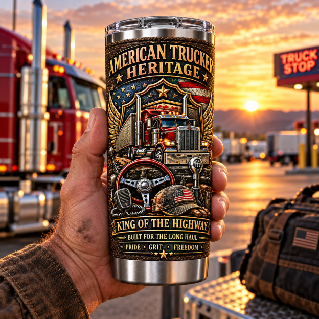 American Trucker Heritage “King of the Highway” Insulated Travel Tumbler