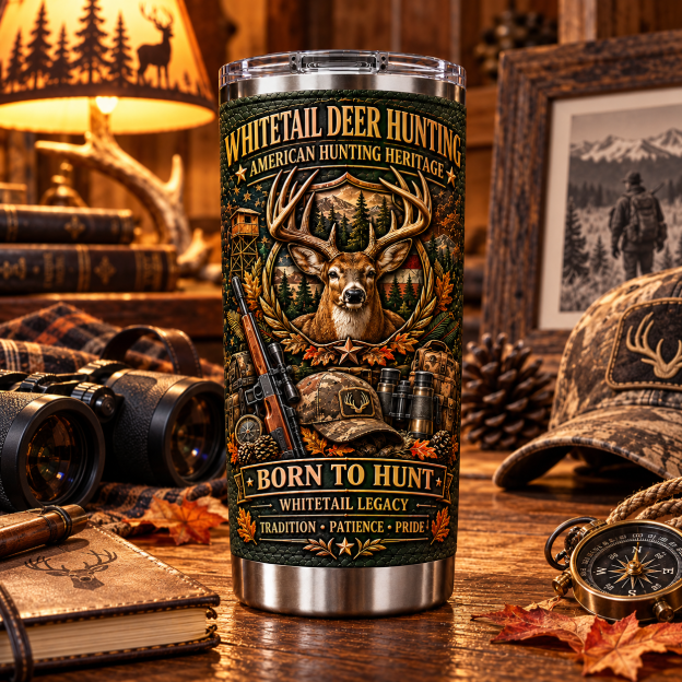 Whitetail Deer Hunting Heritage “Born to Hunt” Insulated Travel Tumbler