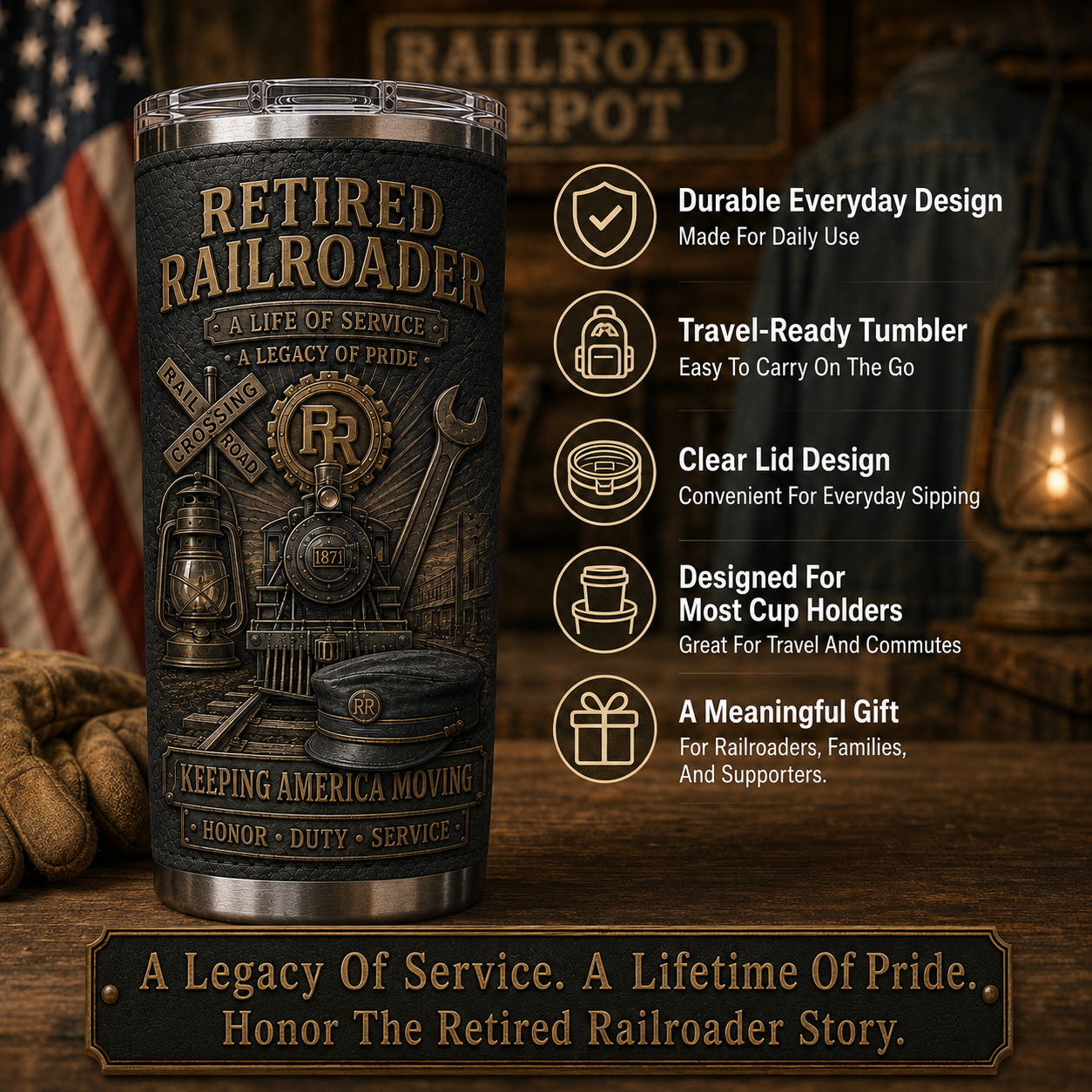 🇺🇸 American Workforce Legacy Retired Professionals Tribute Tumbler Collection