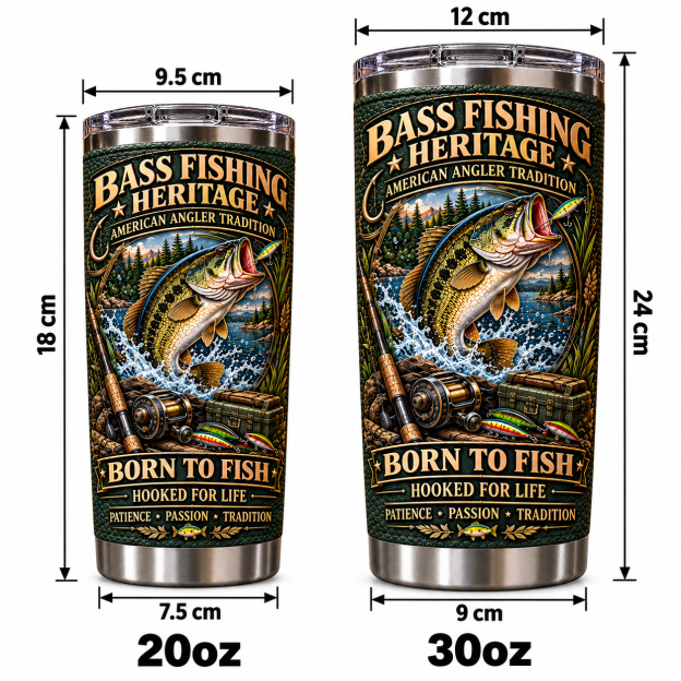 Bass Fishing Heritage “Born to Fish” Insulated Travel Tumbler