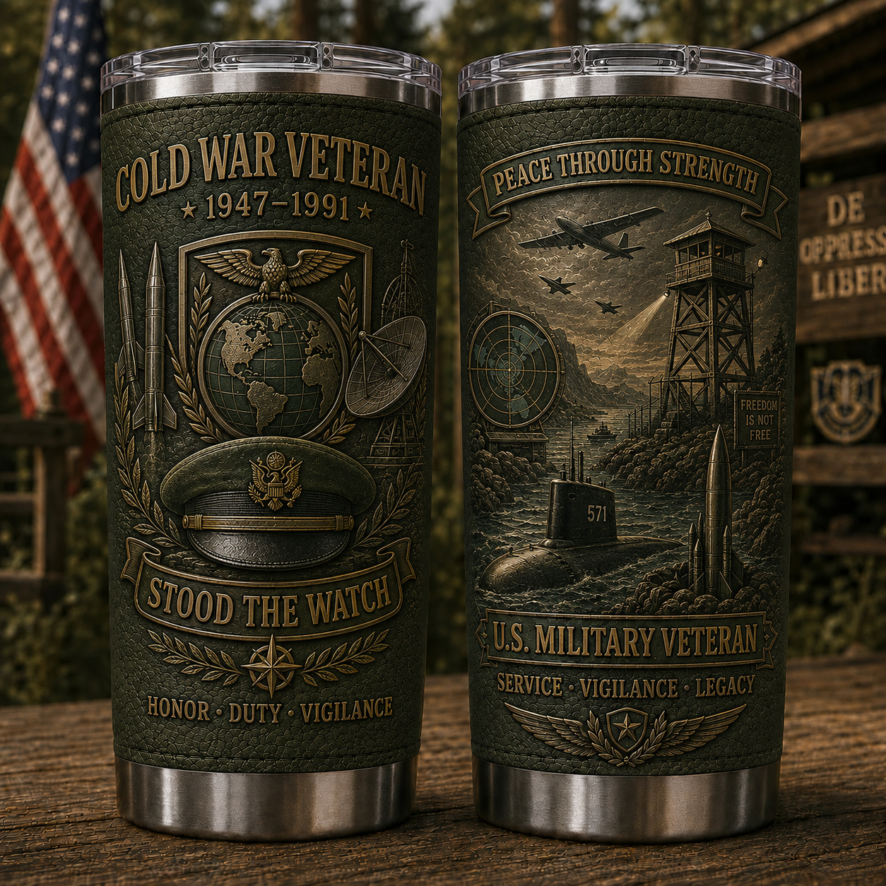🇺🇸 U.S. Military Veteran War Era Tribute Tumbler Collection