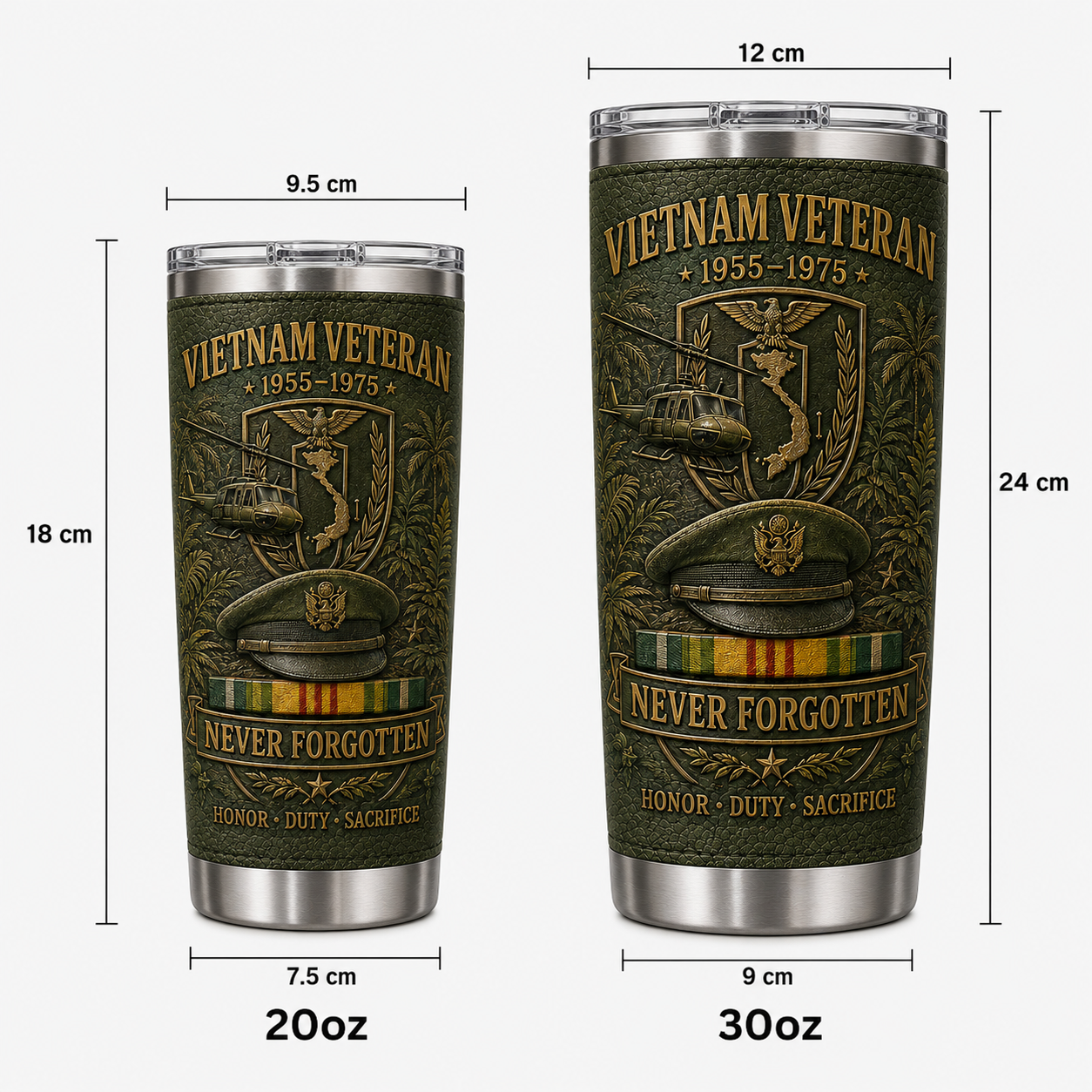 🇺🇸 U.S. Military Veteran War Era Tribute Tumbler Collection