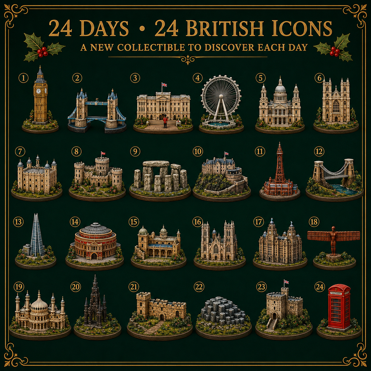 2026 UK Landmarks Advent Calendar – 24 Days of Iconic Architecture & Heritage Collectibles | Christmas Countdown Gift