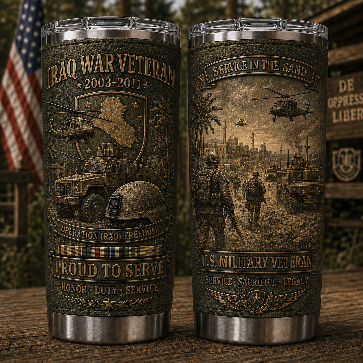 🇺🇸 U.S. Military Veteran War Era Tribute Tumbler Collection